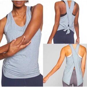 ATHLETA Heather Gray Essence Vital Tie Back Athletic Tank Top Size Medium Tall